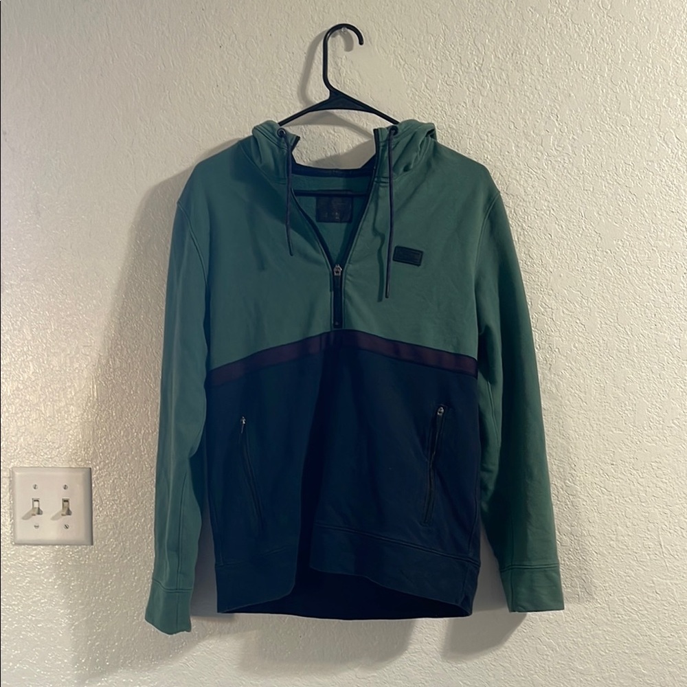 Abercrombie Men’s Extra-Small Green and Navy Half-Zip Hoodie